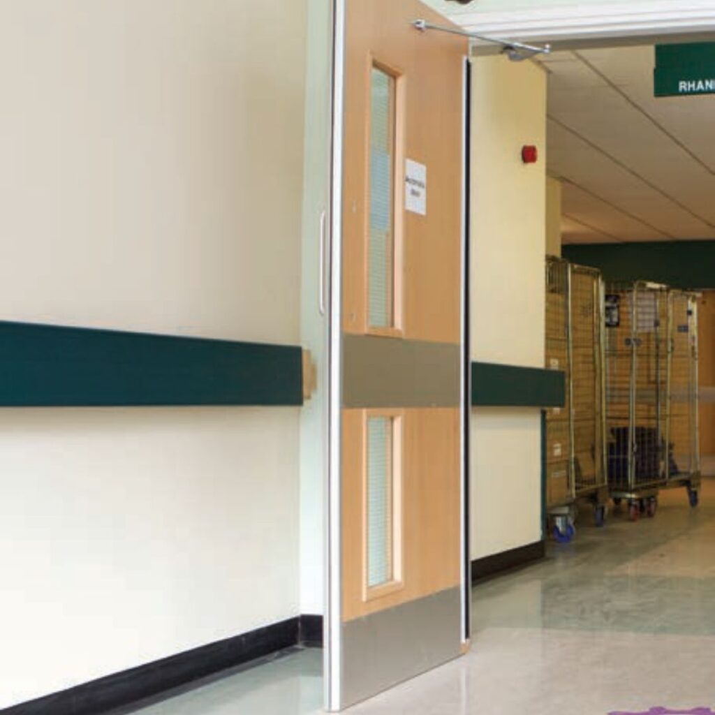 timber door with vision panel and protection_healthcare doors
