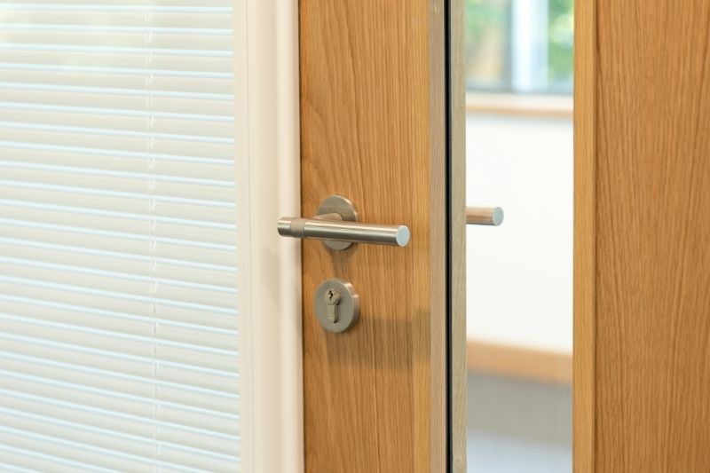 timber glazed office door set with vision panel